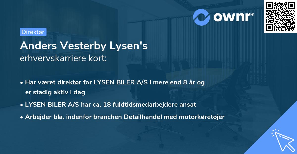 Anders Vesterby Lysen's erhvervskarriere kort