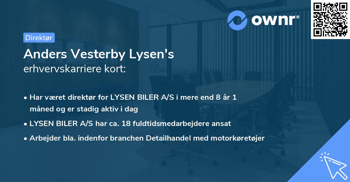 Anders Vesterby Lysen's erhvervskarriere kort