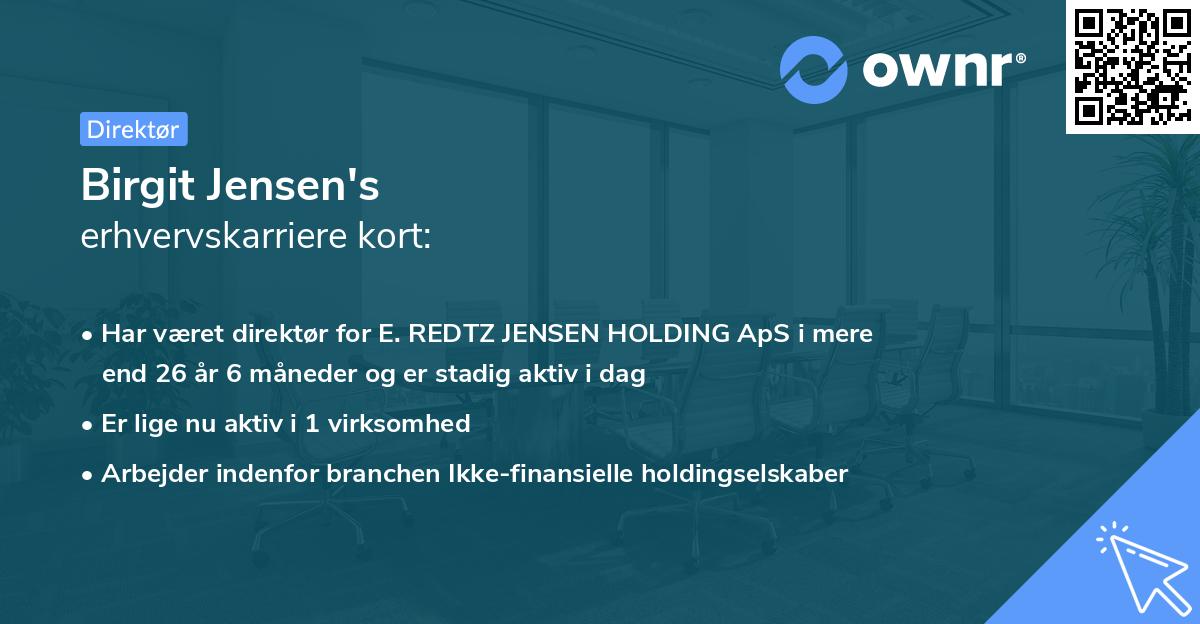 Birgit Jensen's erhvervskarriere kort