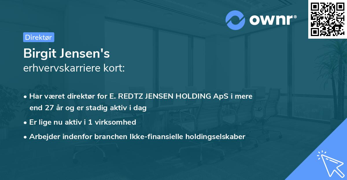 Birgit Jensen's erhvervskarriere kort