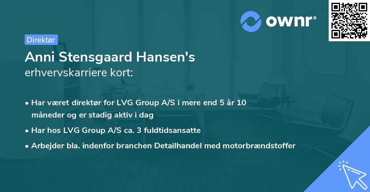 Anni Stensgaard Hansen's erhvervskarriere kort