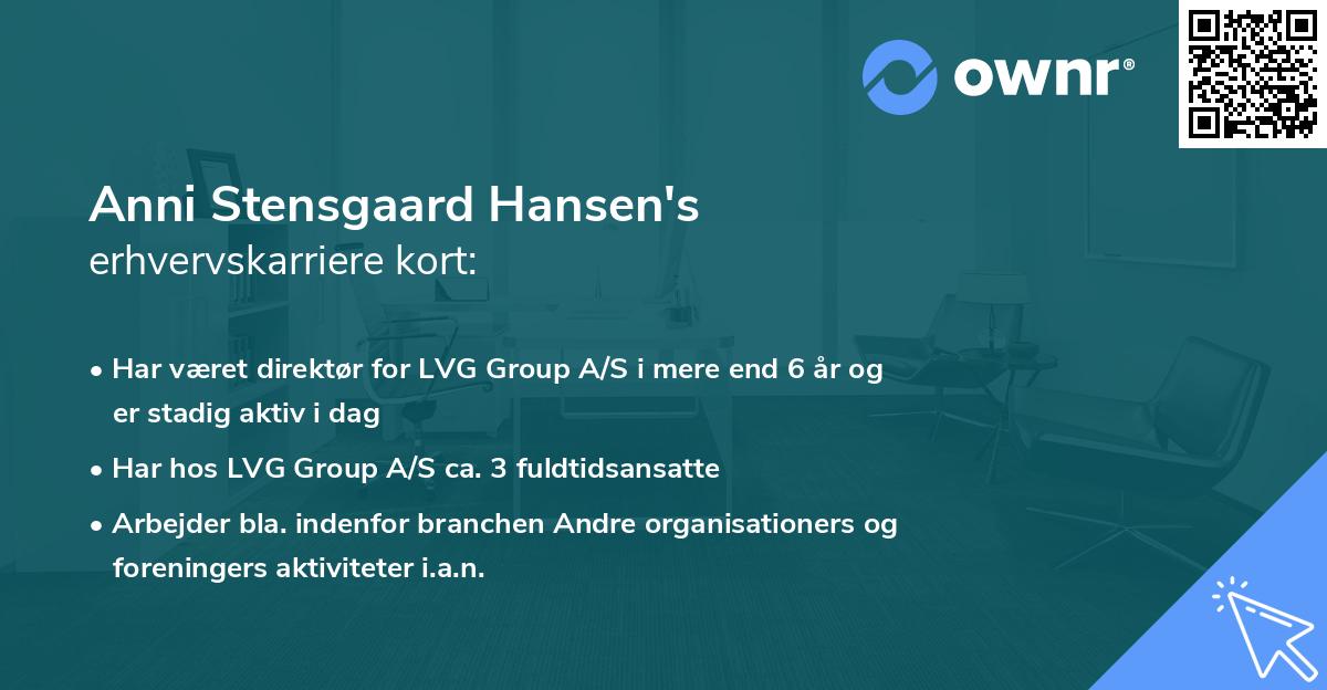 Anni Stensgaard Hansen's erhvervskarriere kort