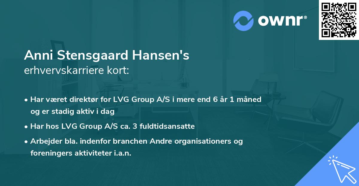 Anni Stensgaard Hansen's erhvervskarriere kort