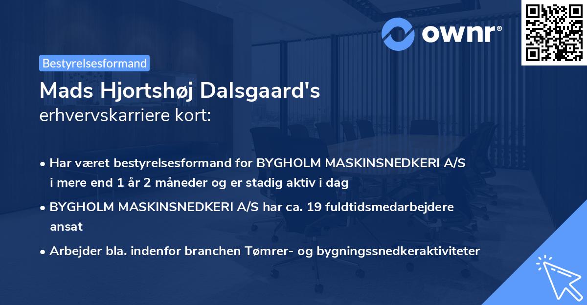 Mads Hjortshøj Dalsgaard's erhvervskarriere kort