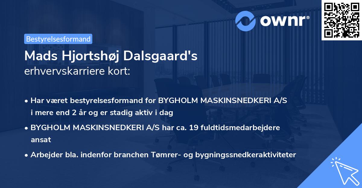 Mads Hjortshøj Dalsgaard's erhvervskarriere kort