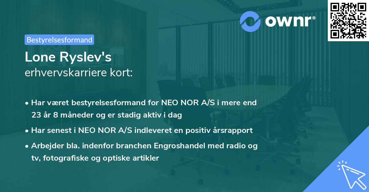 Lone Ryslev's erhvervskarriere kort