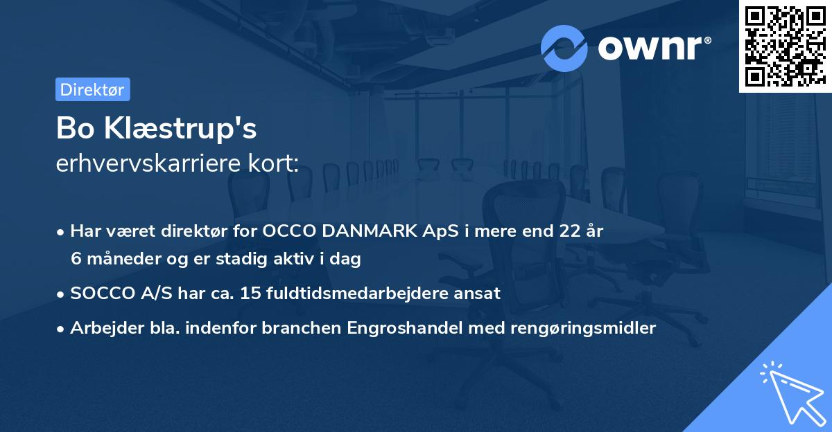 Bo Klæstrup's erhvervskarriere kort