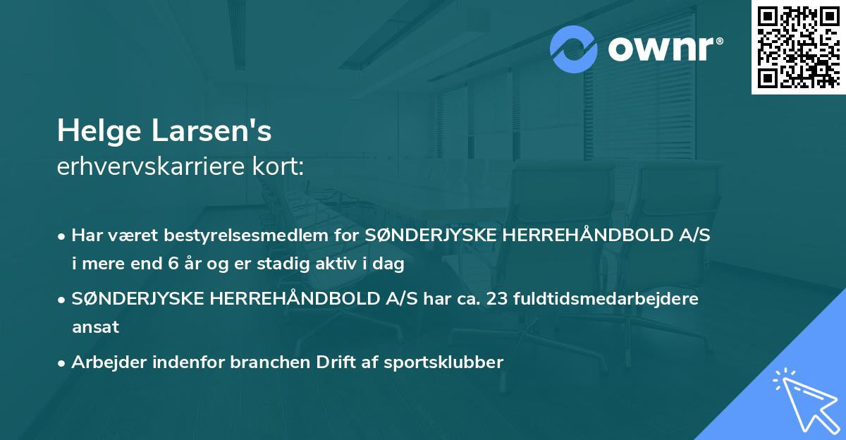 Helge Larsen's erhvervskarriere kort