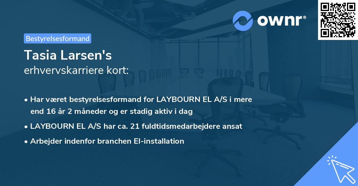 Tasia Larsen's erhvervskarriere kort
