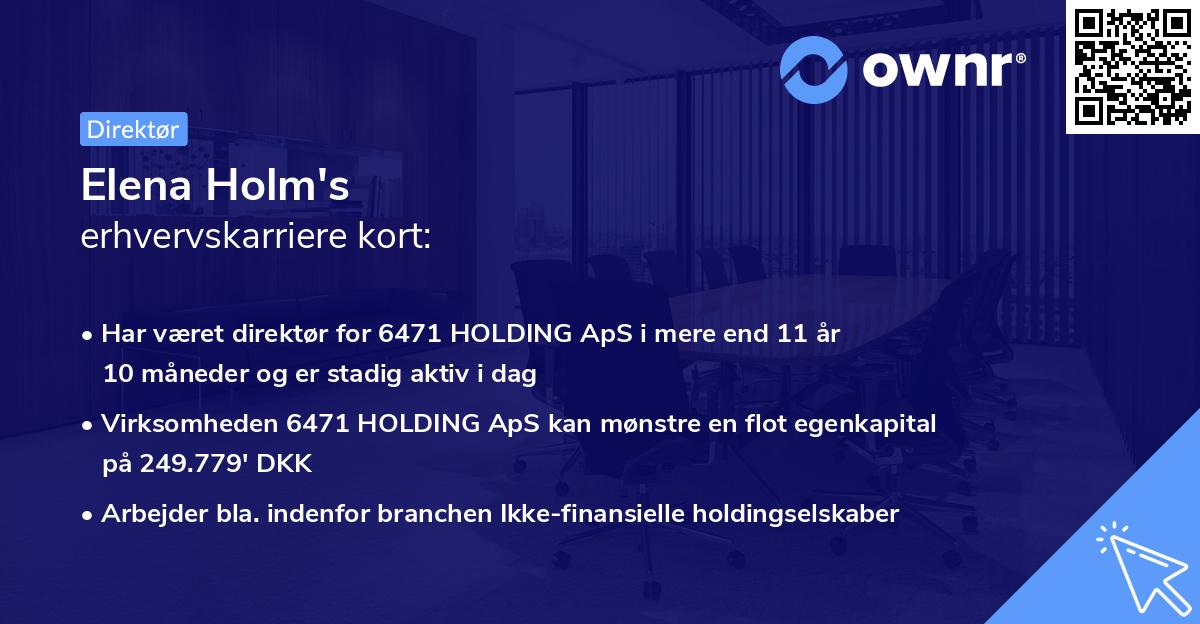 Elena Holm's erhvervskarriere kort