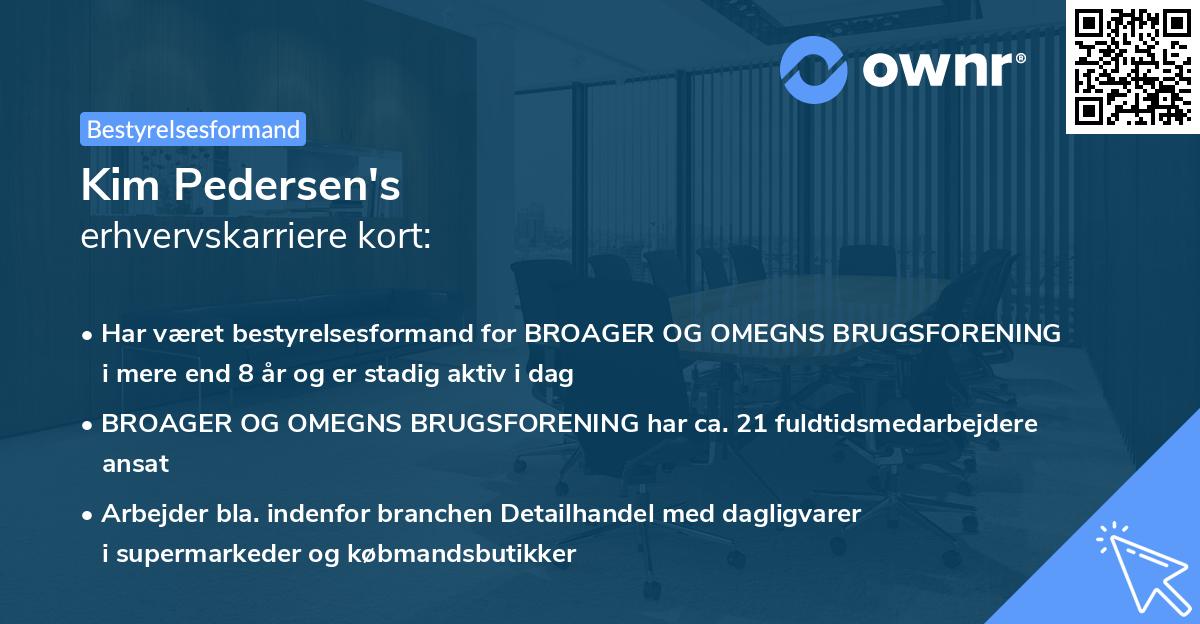Kim Pedersen's erhvervskarriere kort