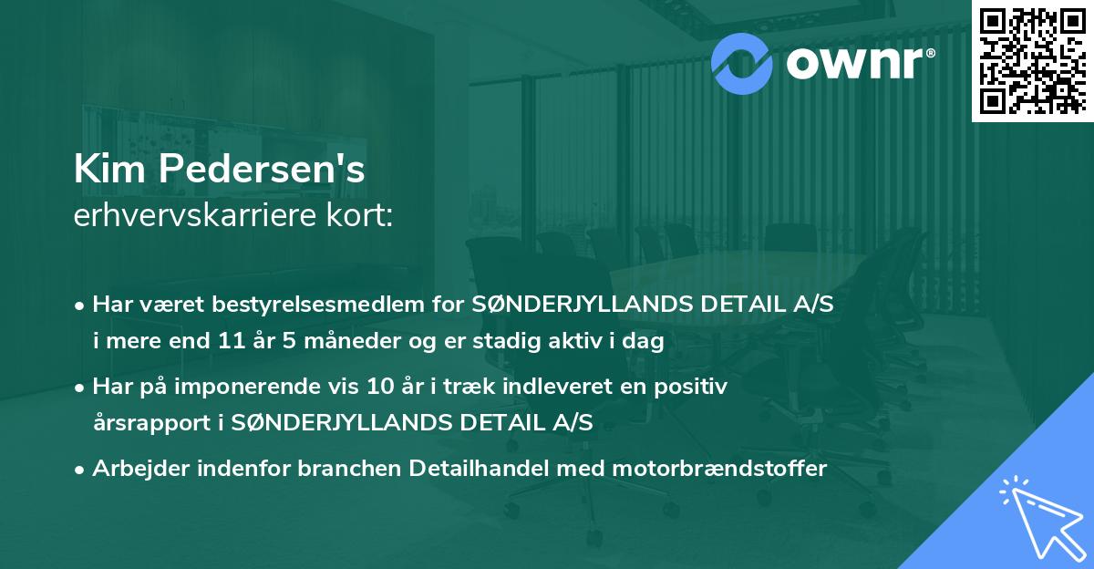 Kim Pedersen's erhvervskarriere kort