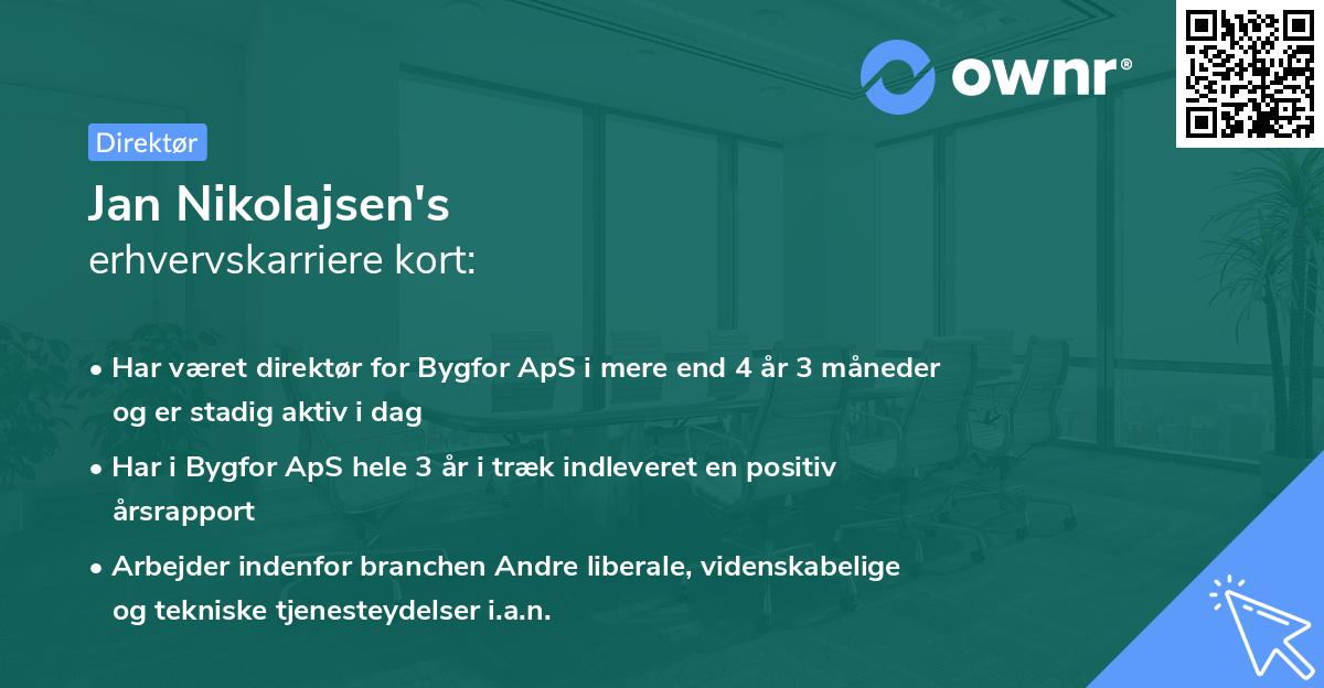 Jan Nikolajsen's erhvervskarriere kort