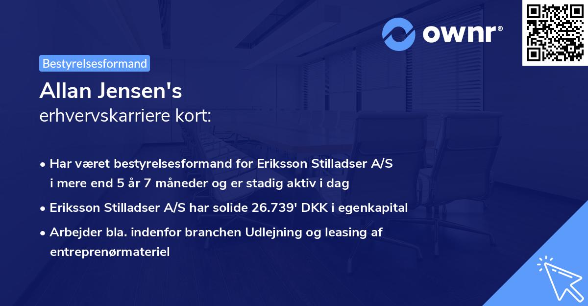 Allan Jensen's erhvervskarriere kort