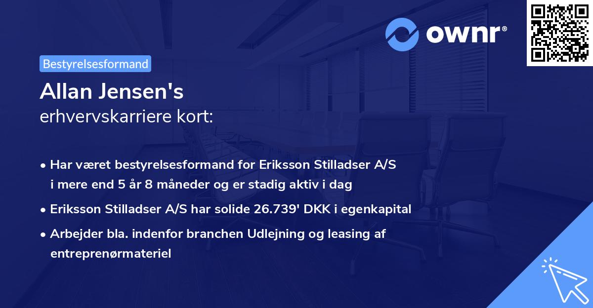 Allan Jensen's erhvervskarriere kort
