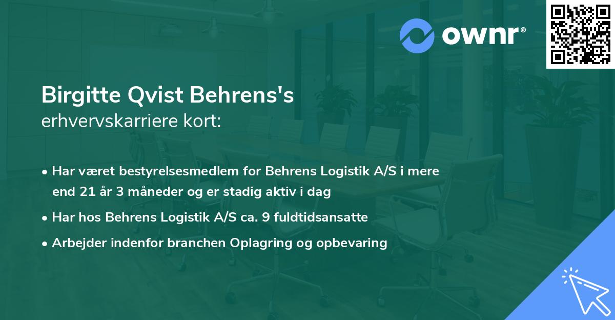Birgitte Qvist Behrens's erhvervskarriere kort