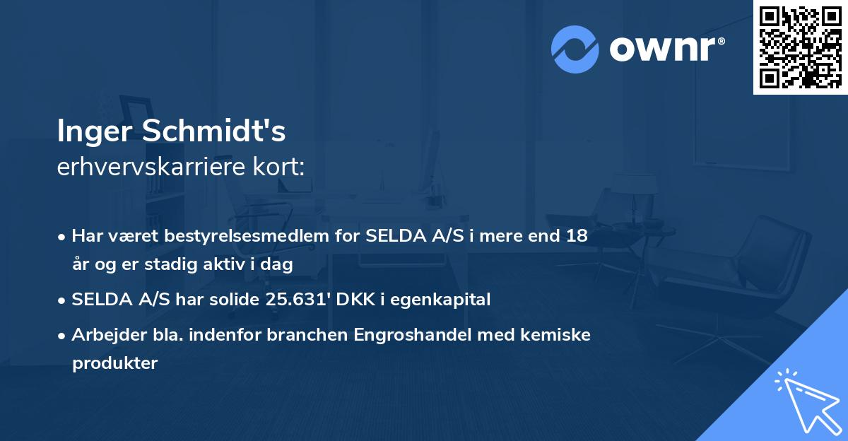 Inger Schmidt's erhvervskarriere kort