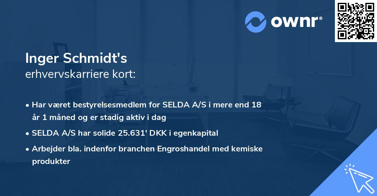 Inger Schmidt's erhvervskarriere kort