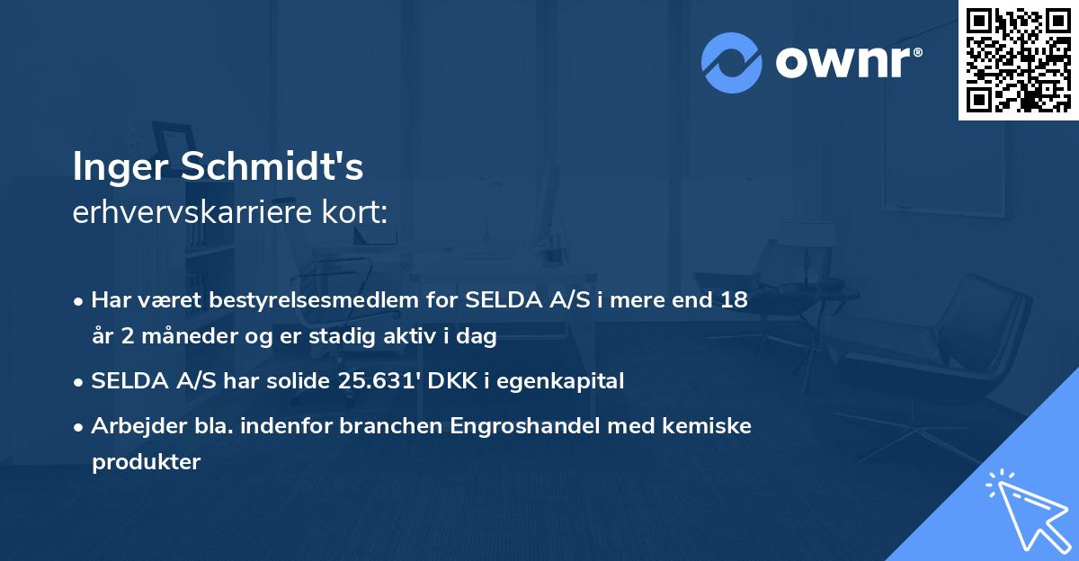 Inger Schmidt's erhvervskarriere kort
