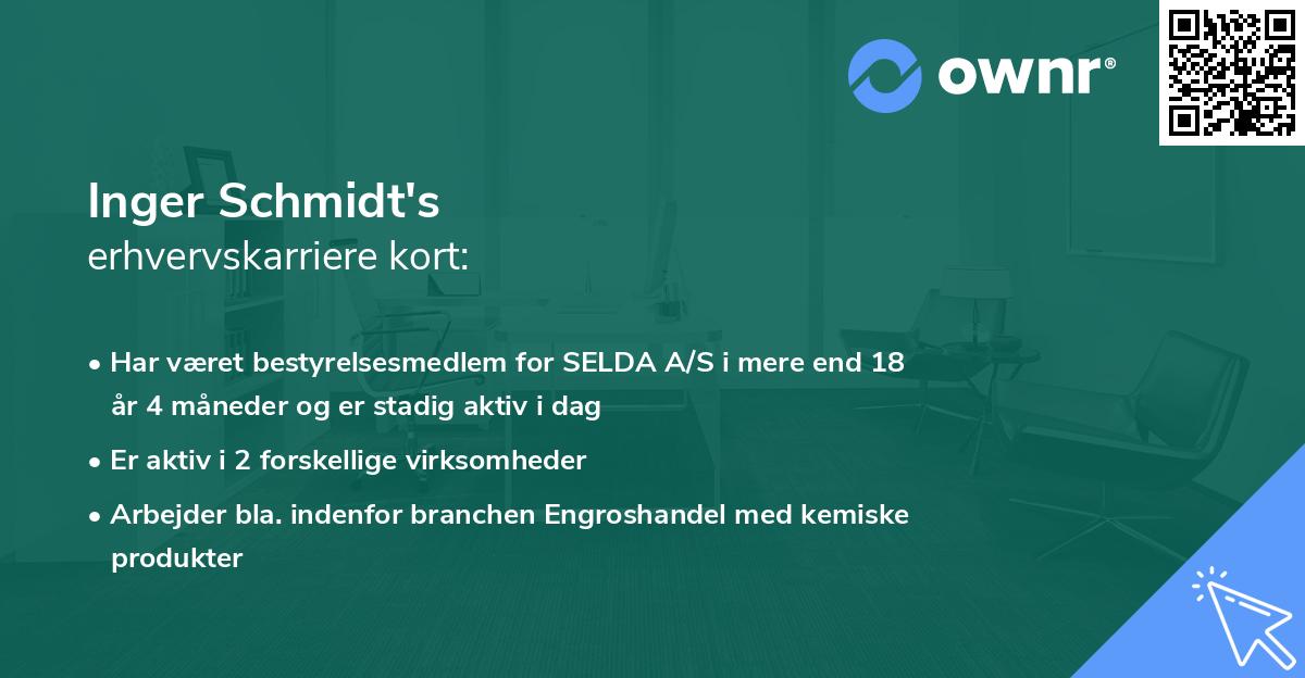 Inger Schmidt's erhvervskarriere kort