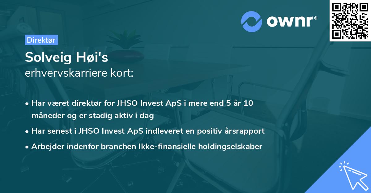 Solveig Høi's erhvervskarriere kort