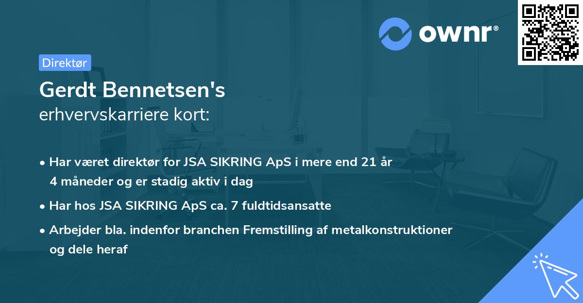 Gerdt Bennetsen's erhvervskarriere kort