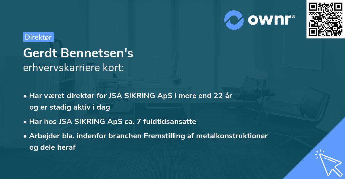 Gerdt Bennetsen's erhvervskarriere kort
