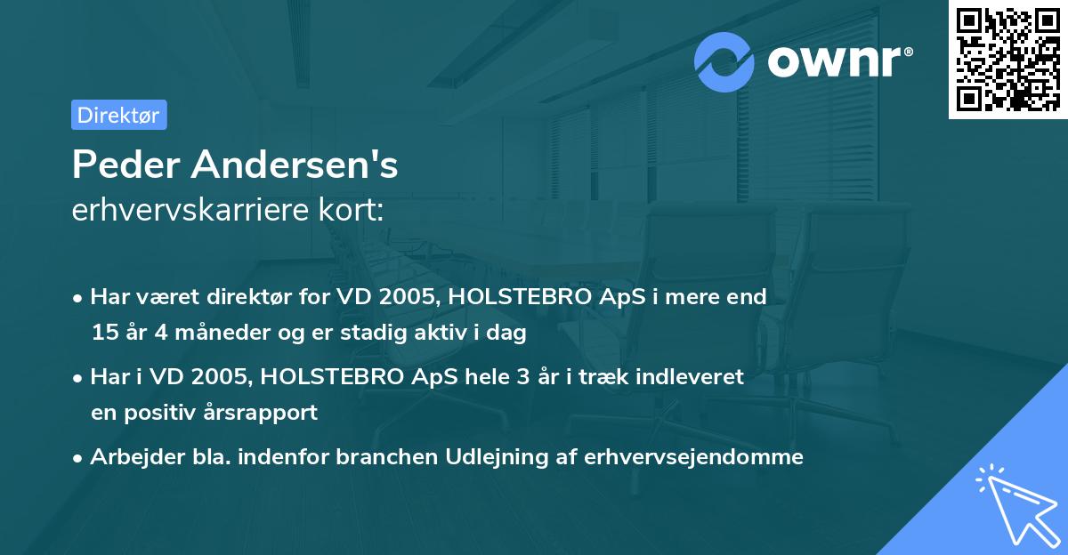 Peder Andersen's erhvervskarriere kort