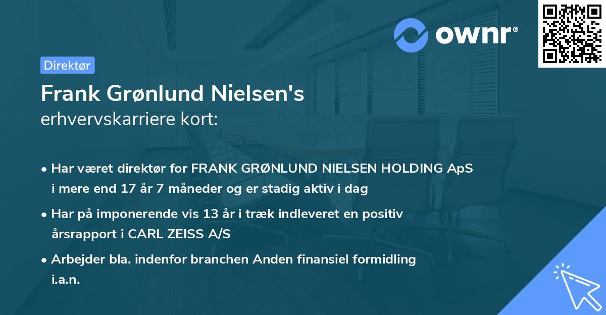 Frank Grønlund Nielsen's erhvervskarriere kort