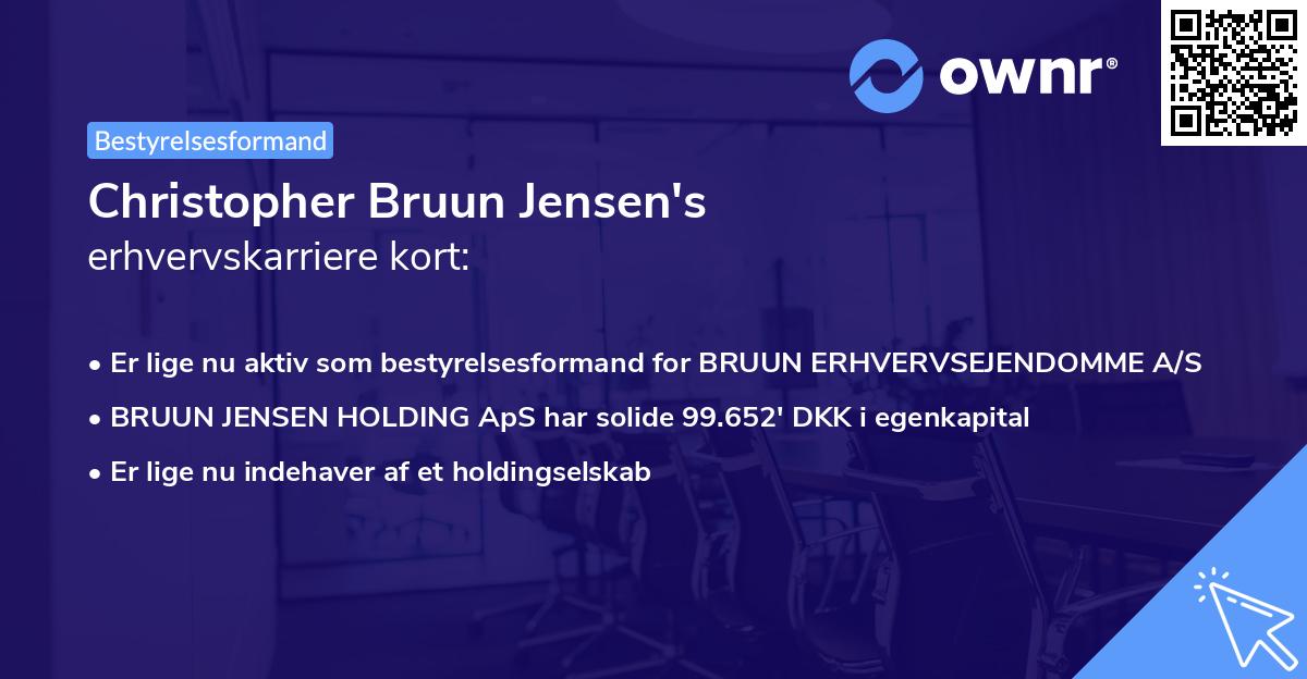 Christopher Bruun Jensen's erhvervskarriere kort