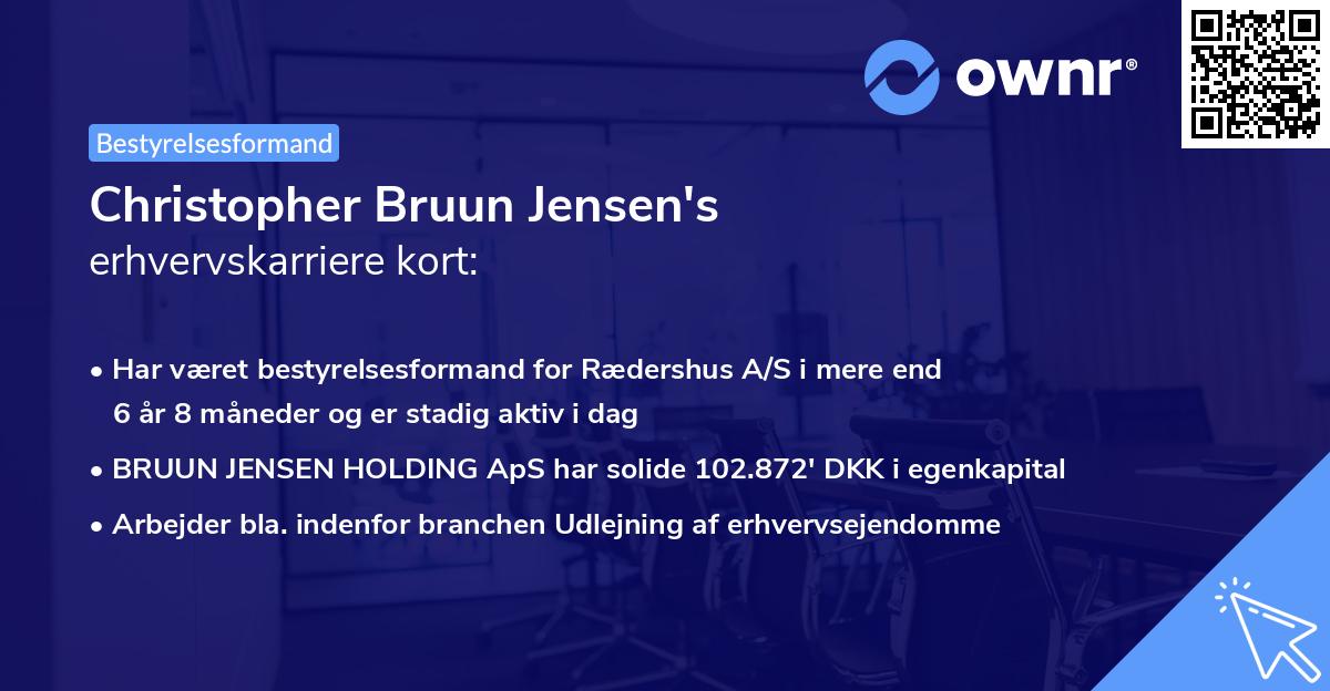 Christopher Bruun Jensen's erhvervskarriere kort