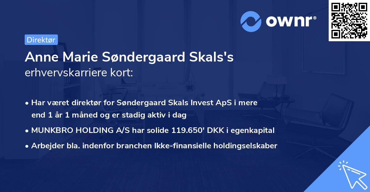 Anne Marie Søndergaard Skals's erhvervskarriere kort