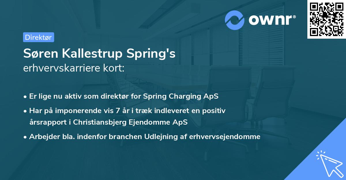 Søren Kallestrup Spring's erhvervskarriere kort