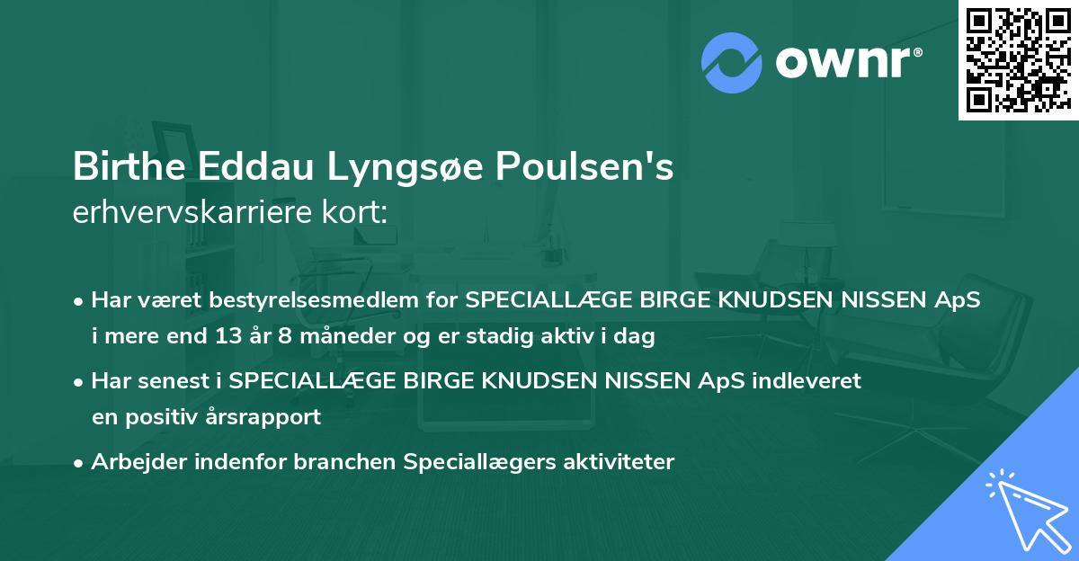 Birthe Eddau Lyngsøe Poulsen's erhvervskarriere kort