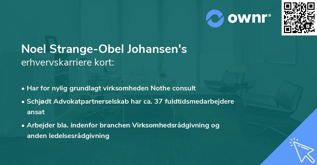 Noel Strange-Obel Johansen's erhvervskarriere kort