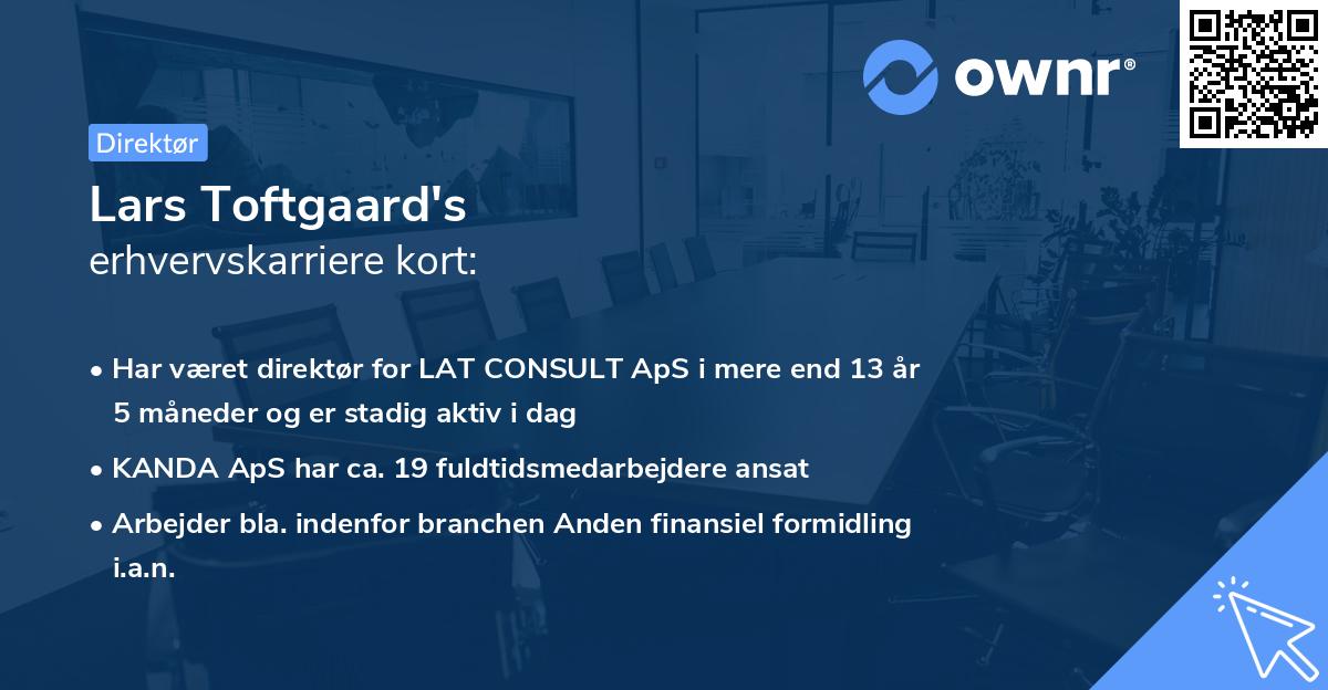 Lars Toftgaard's erhvervskarriere kort