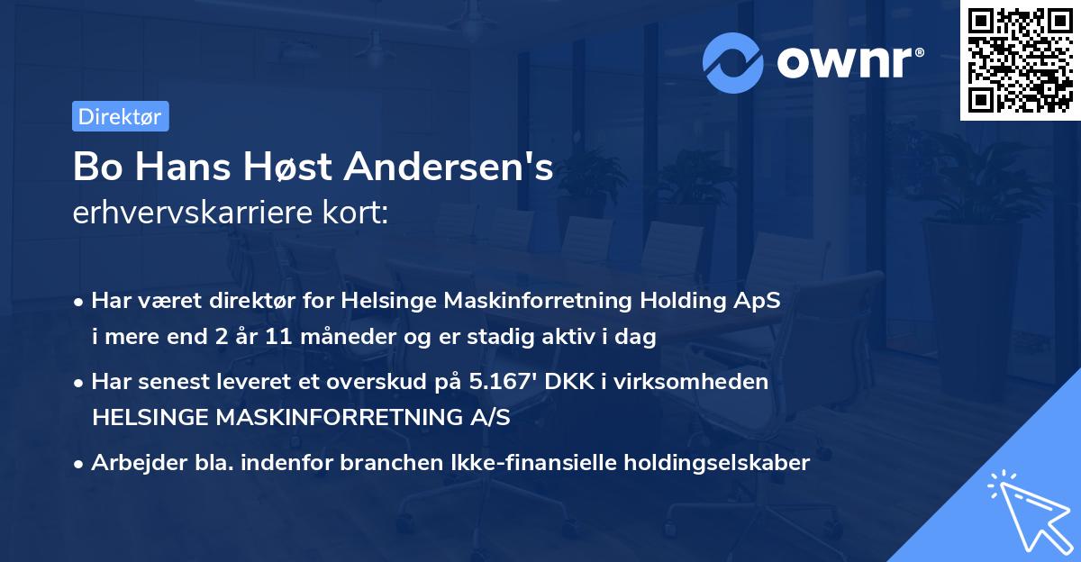 Bo Hans Høst Andersen's erhvervskarriere kort