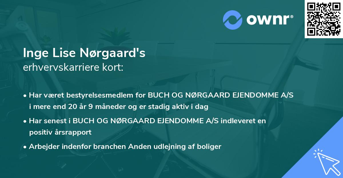 Inge Lise Nørgaard's erhvervskarriere kort