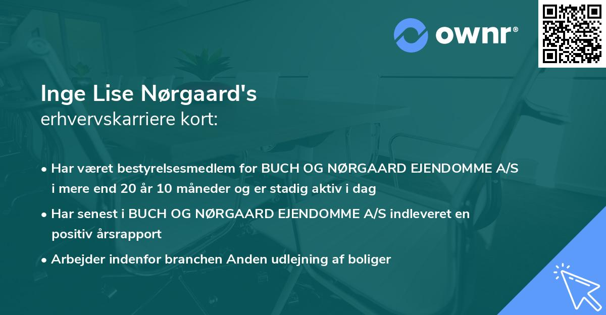 Inge Lise Nørgaard's erhvervskarriere kort