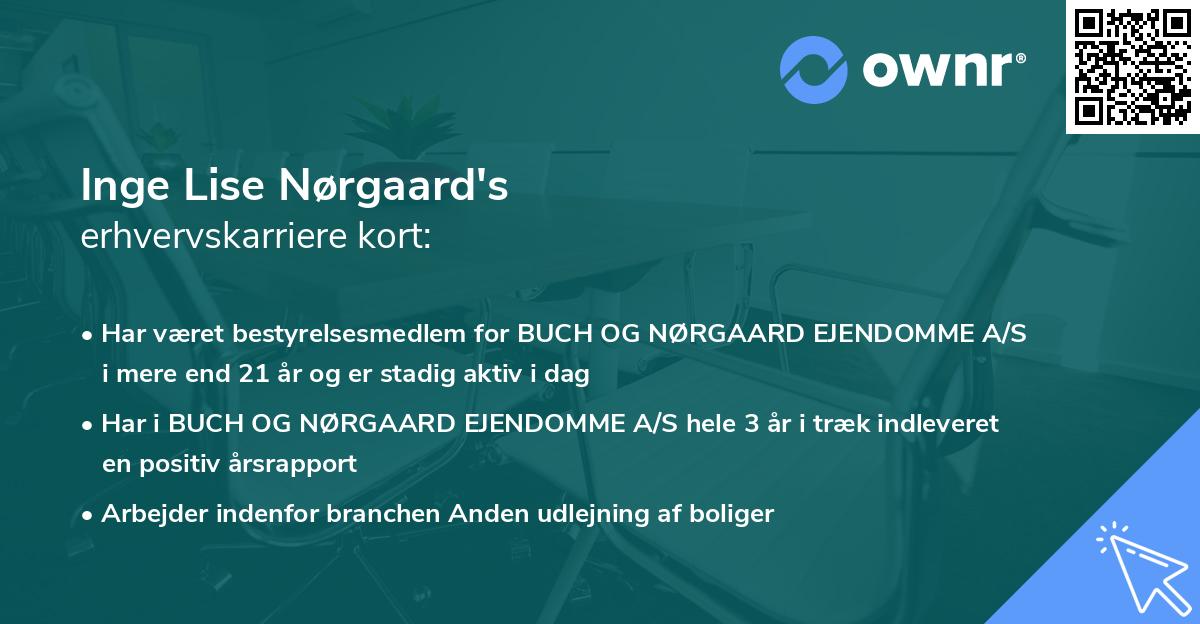 Inge Lise Nørgaard's erhvervskarriere kort