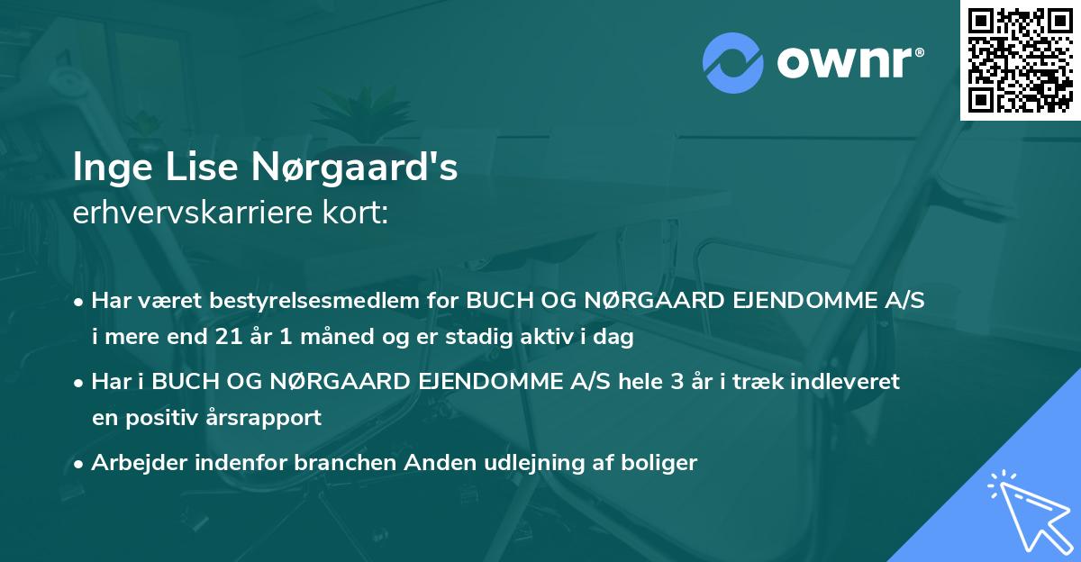 Inge Lise Nørgaard's erhvervskarriere kort