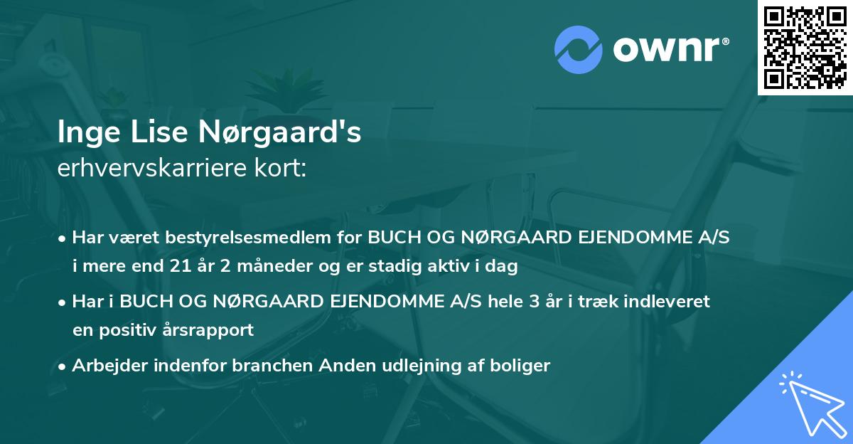 Inge Lise Nørgaard's erhvervskarriere kort