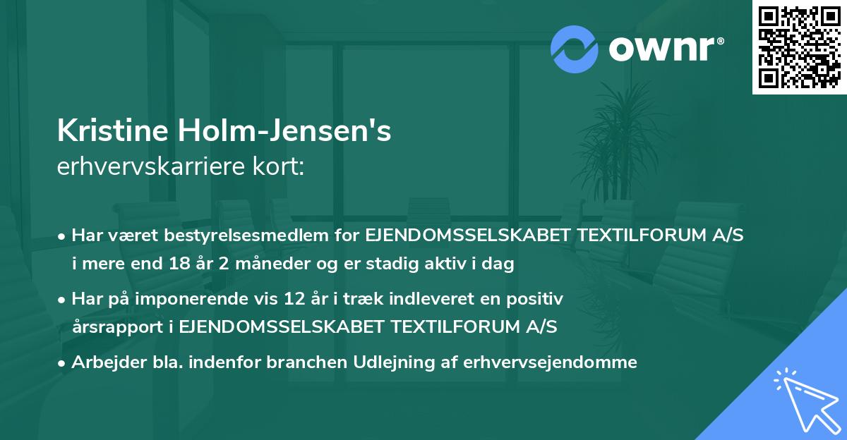 Kristine Holm-Jensen's erhvervskarriere kort