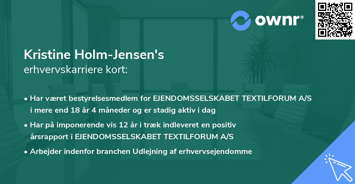 Kristine Holm-Jensen's erhvervskarriere kort