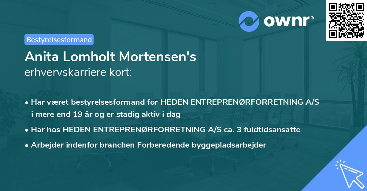 Anita Lomholt Mortensen's erhvervskarriere kort