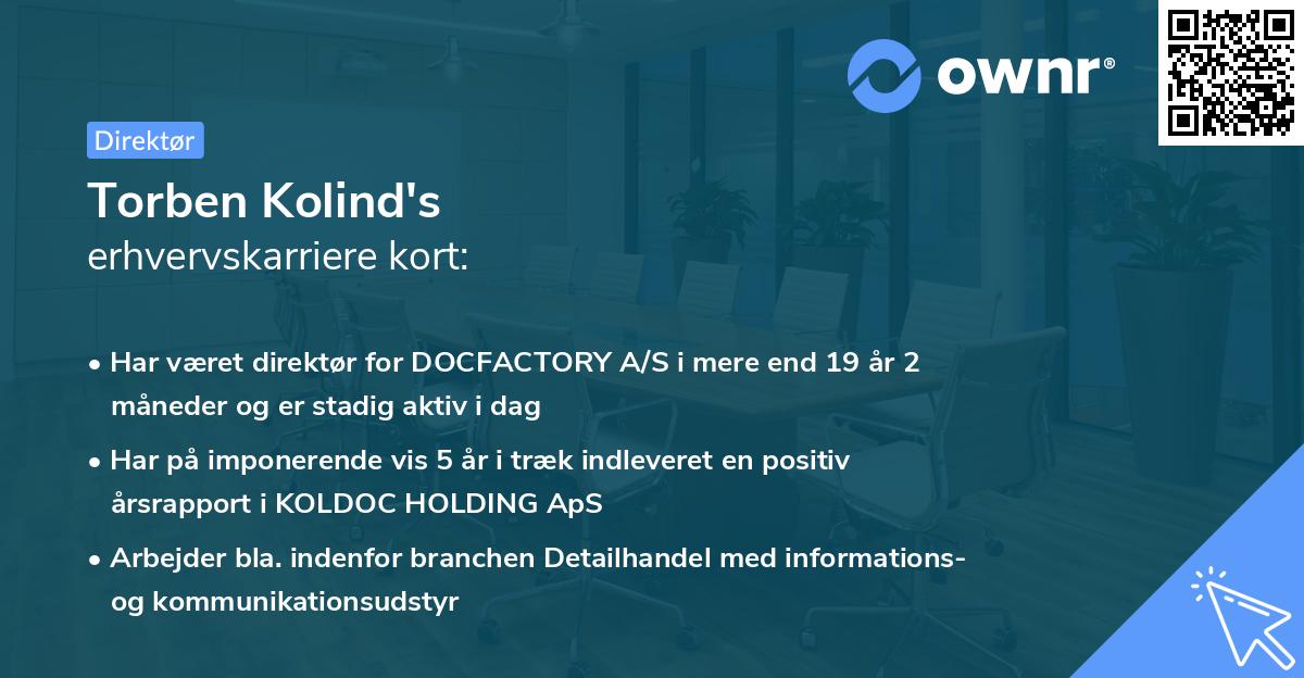 Torben Kolind's erhvervskarriere kort