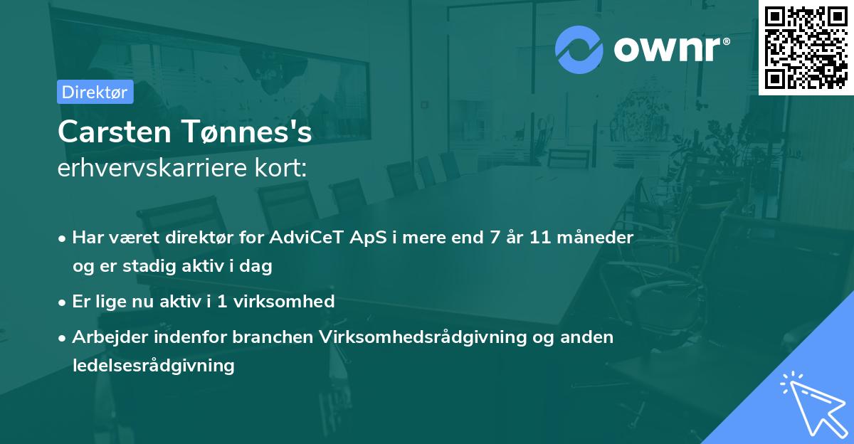 Carsten Tønnes's erhvervskarriere kort