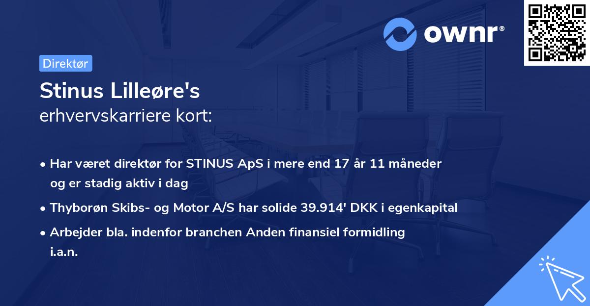 Stinus Lilleøre's erhvervskarriere kort