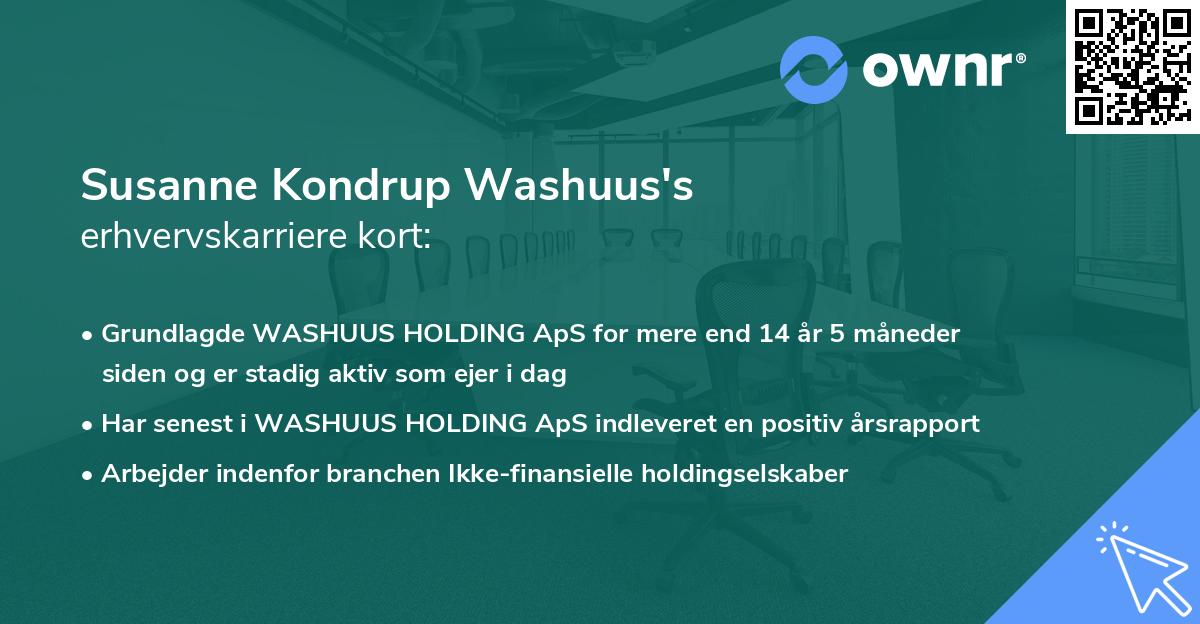 Susanne Kondrup Washuus's erhvervskarriere kort