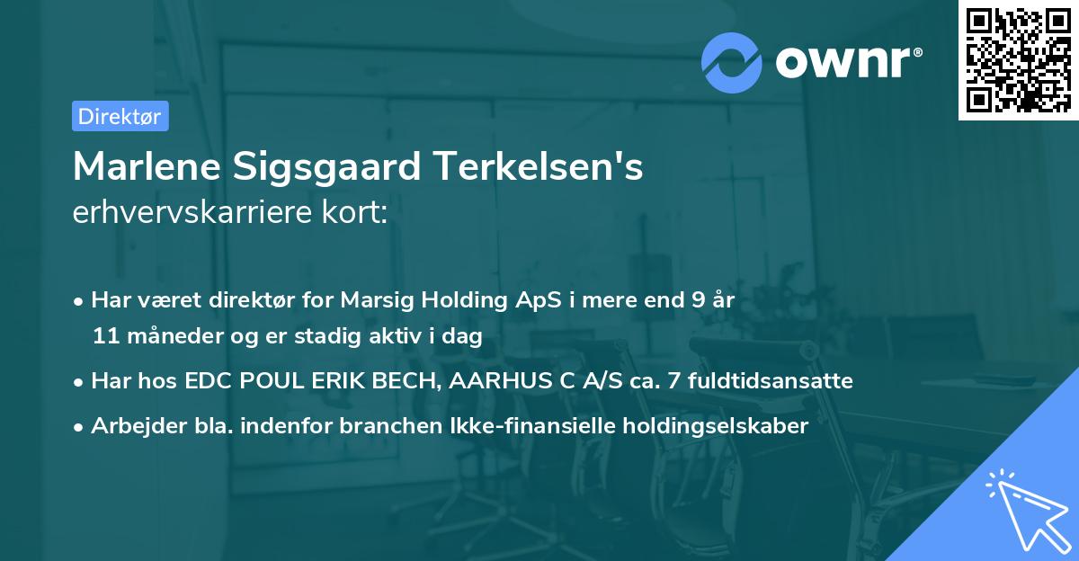 Marlene Sigsgaard Terkelsen's erhvervskarriere kort